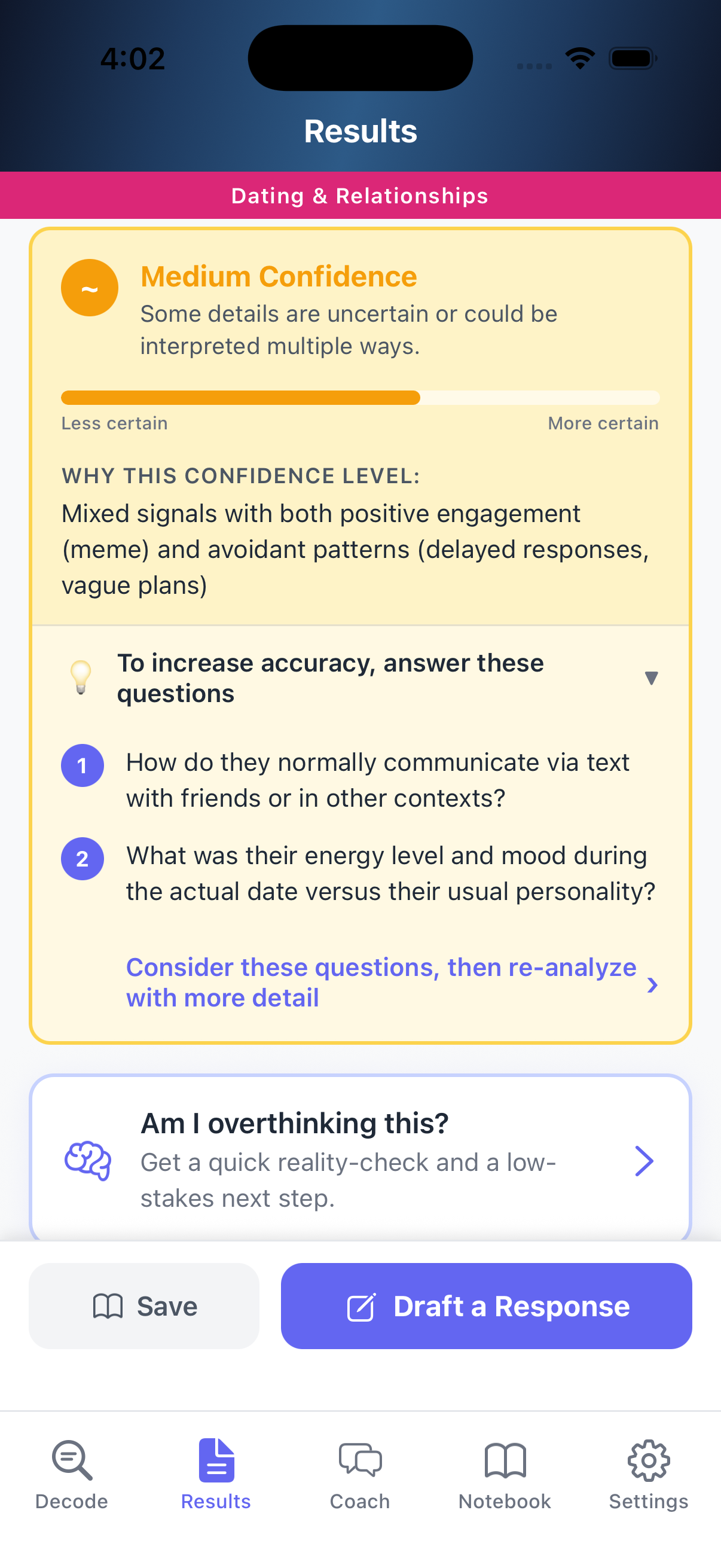 Dating mode screenshot 3