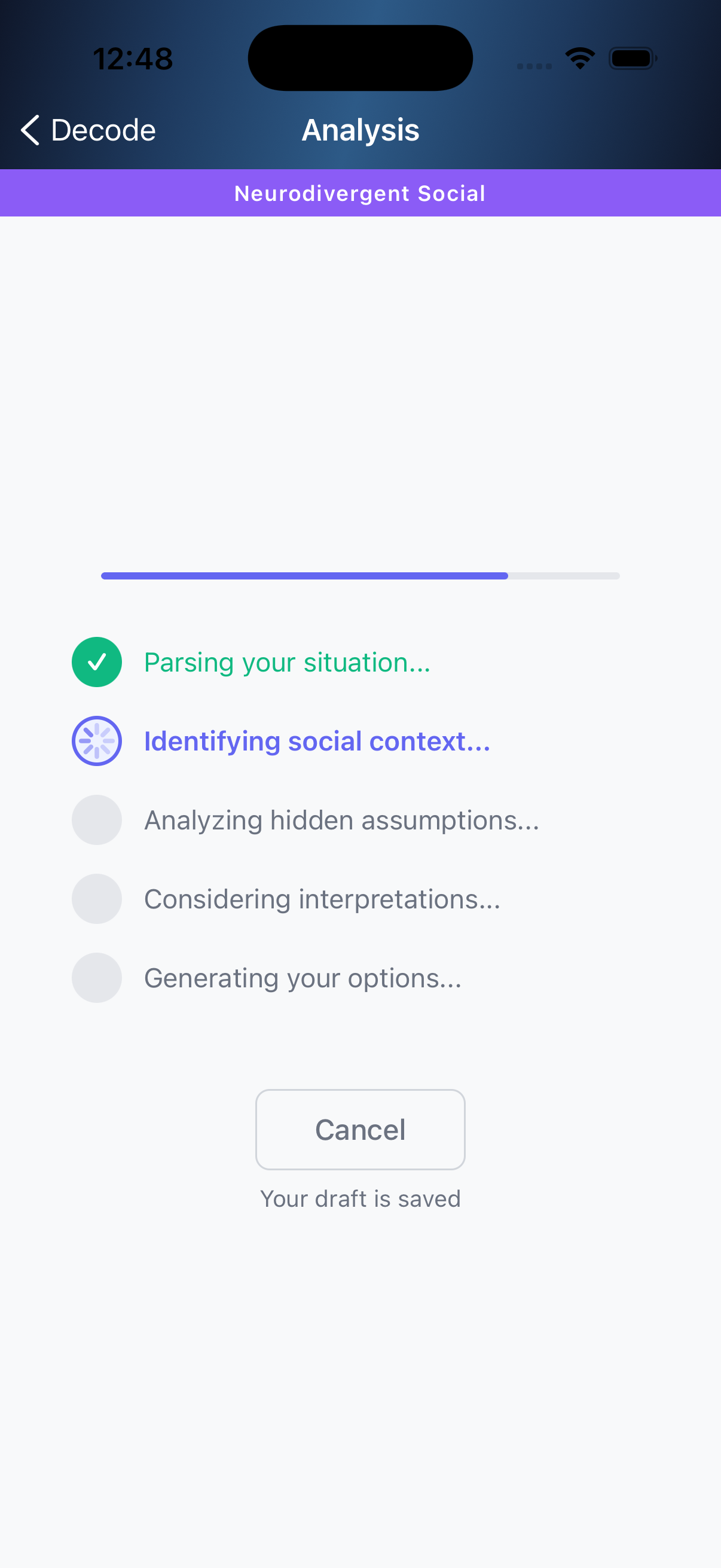 Neurodivergent mode screenshot 2